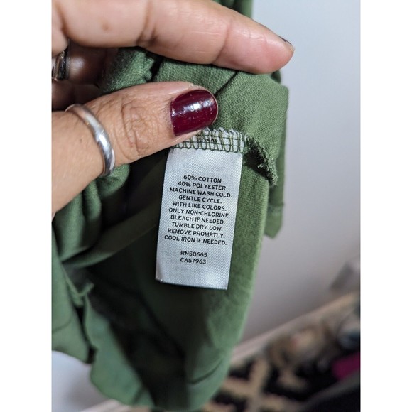 Melrose and Market Green Bronze Ruched Cotton Blend T Shirt Dress Women Size XS - Picture 7 of 8